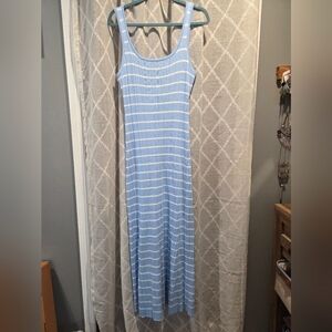 Chic Striped Blue and White Maxi Dress